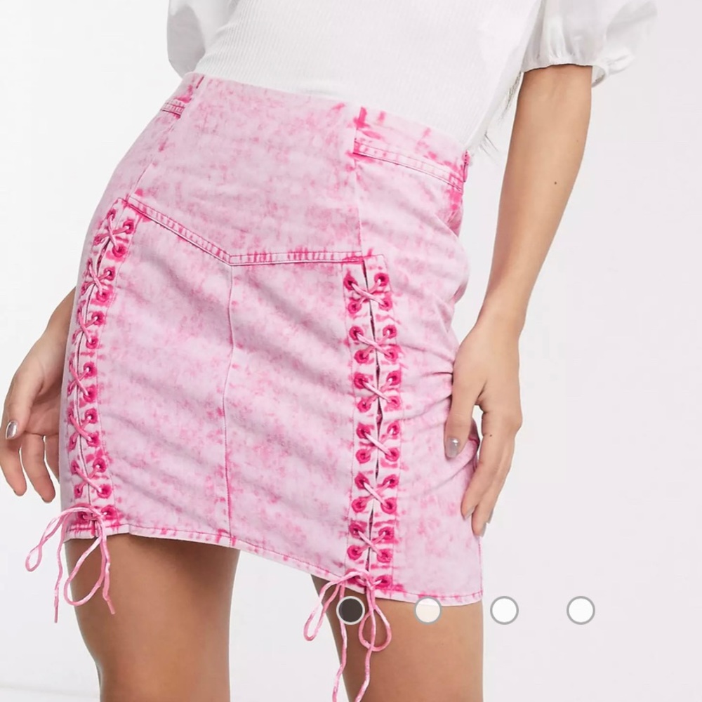 ASOS DESIGN corset detail mini skirt in washed pink